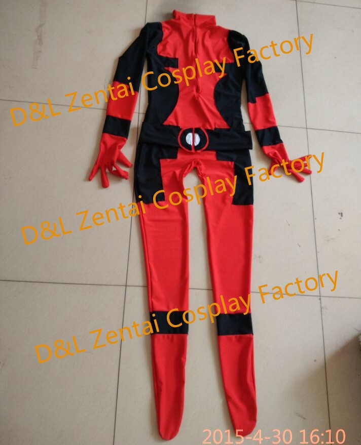 Women Sexy Lycra Catsuit Deadpool Costume with Belt